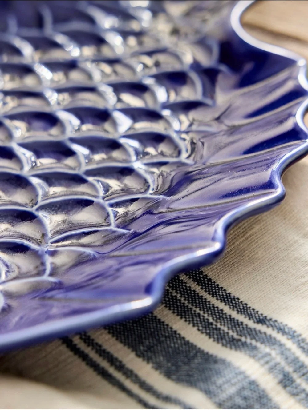 Anthropologie Fish Etched Stoneware Serving Platter